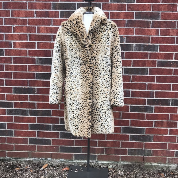 Vintage faux fur coat leopard/animal print - Picture 2 of 5